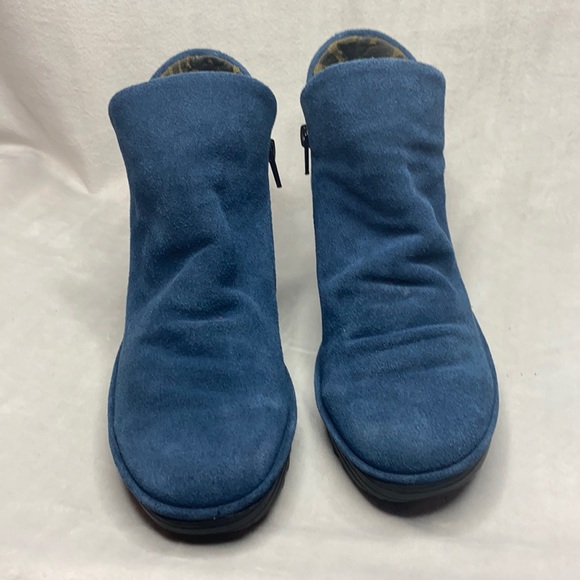 Fly London Shoes - Fly London Yip Oil Suede Leather Side Zip Wedged Ankle Booties Size EU 38 Blue